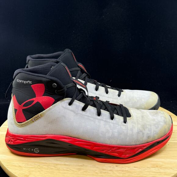 Under Armour Men’s Compfit Micro G Basketball Shoes White/ Red Size 11 - Picture 5 of 10